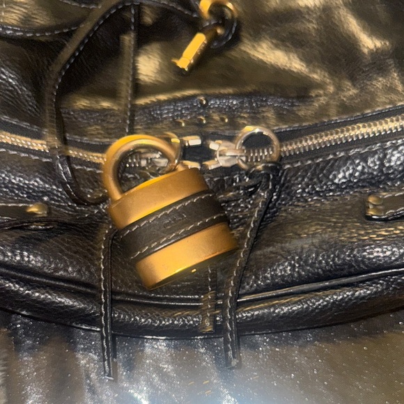 Chloe Black Leather Tote with Gold Accents - Picture 2 of 14